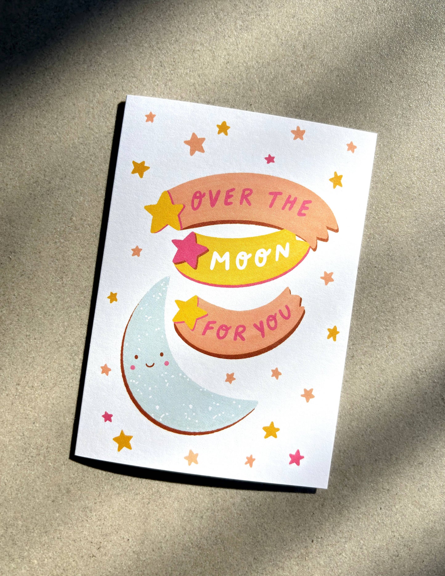 Over the Moon Card - Congratulations Good News Celebration
