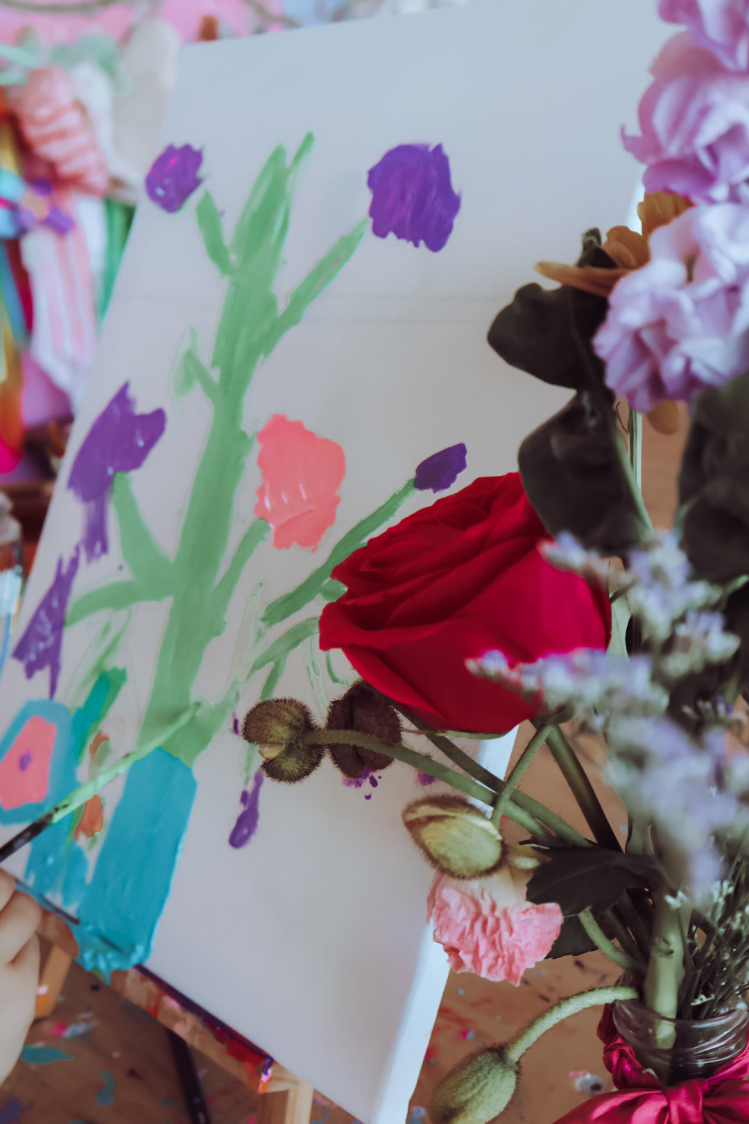 Saturday 10th May 10:30-12pm Mum & Me – Flower Arrangement + Still Life Painting Morning Tea with “Hello Blossom” flowers