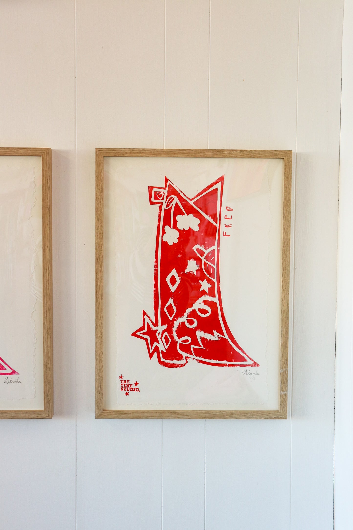 Cowboy and Cowgirl Boot prints - hand printed