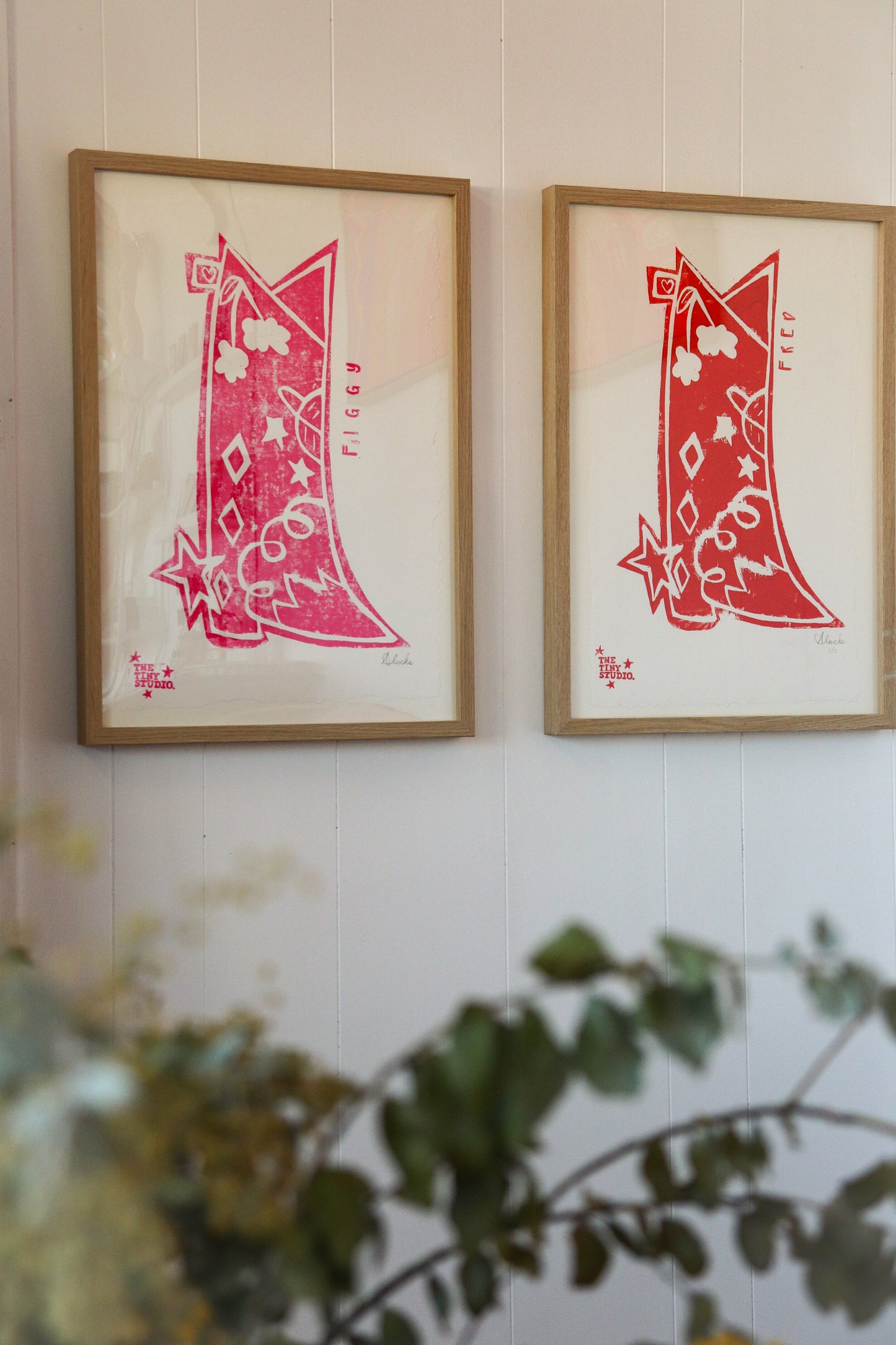 Cowboy and Cowgirl Boot prints - hand printed