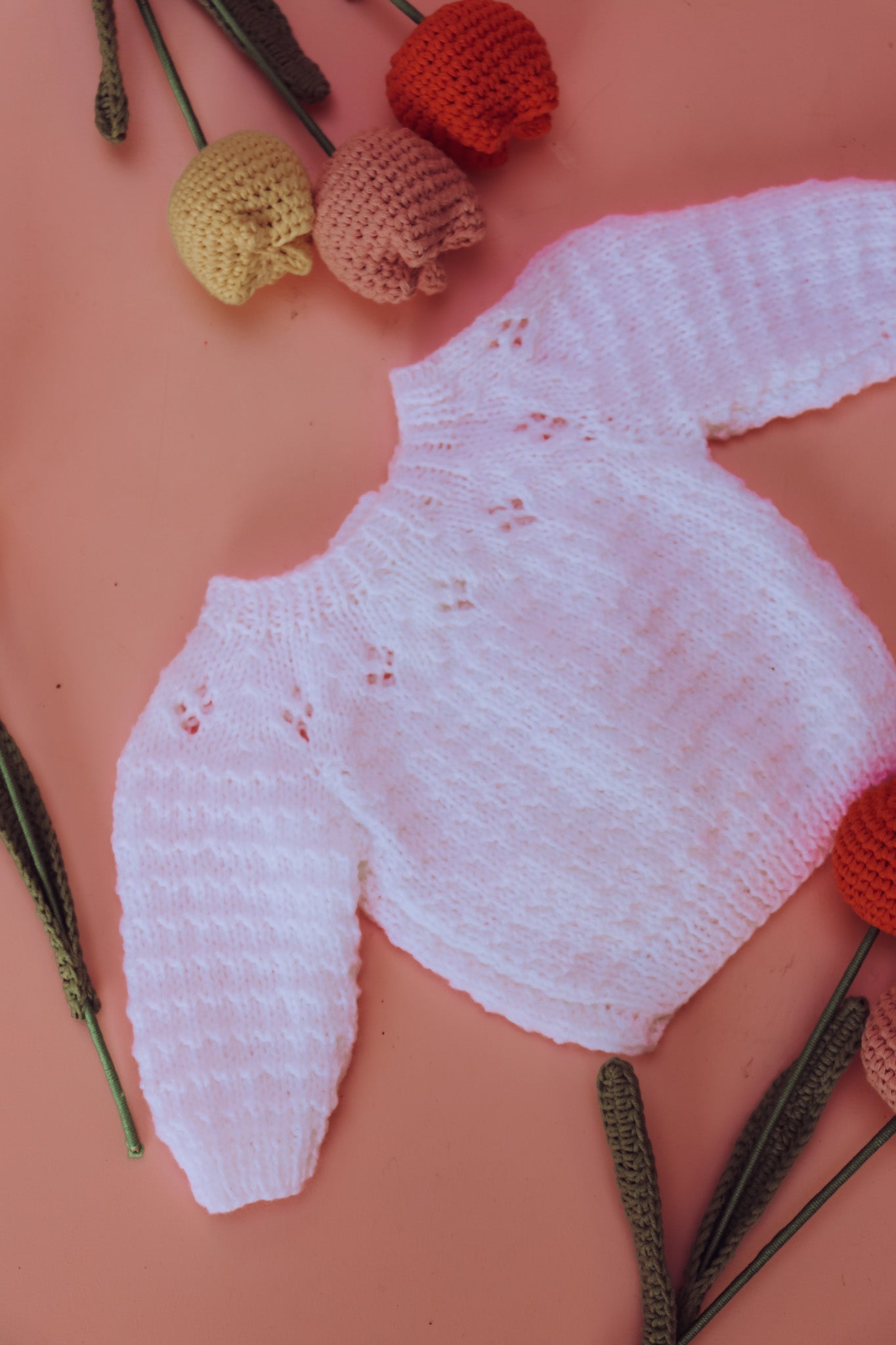 Hand knitted white jumper