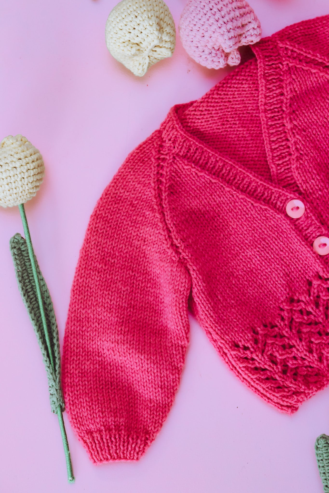 Hand knitted pink Cardi