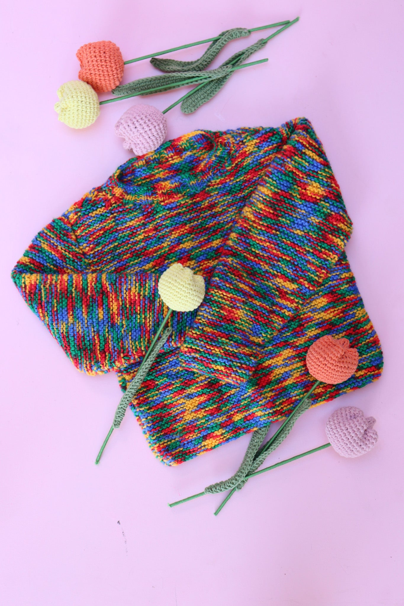 Hand knitted rainbow jumper