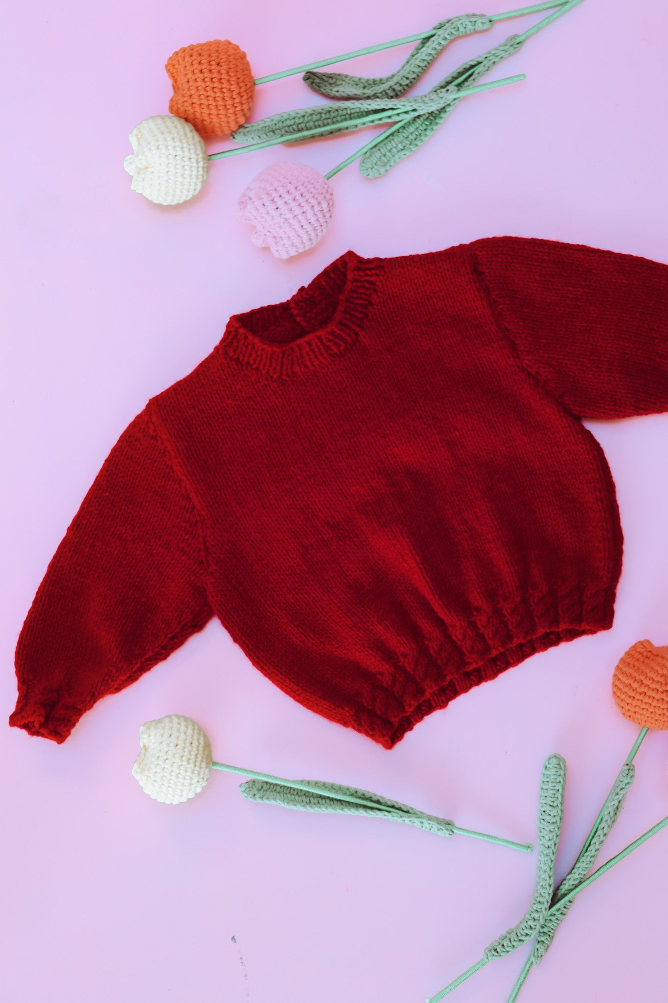 Hand knitted red knitted jumper