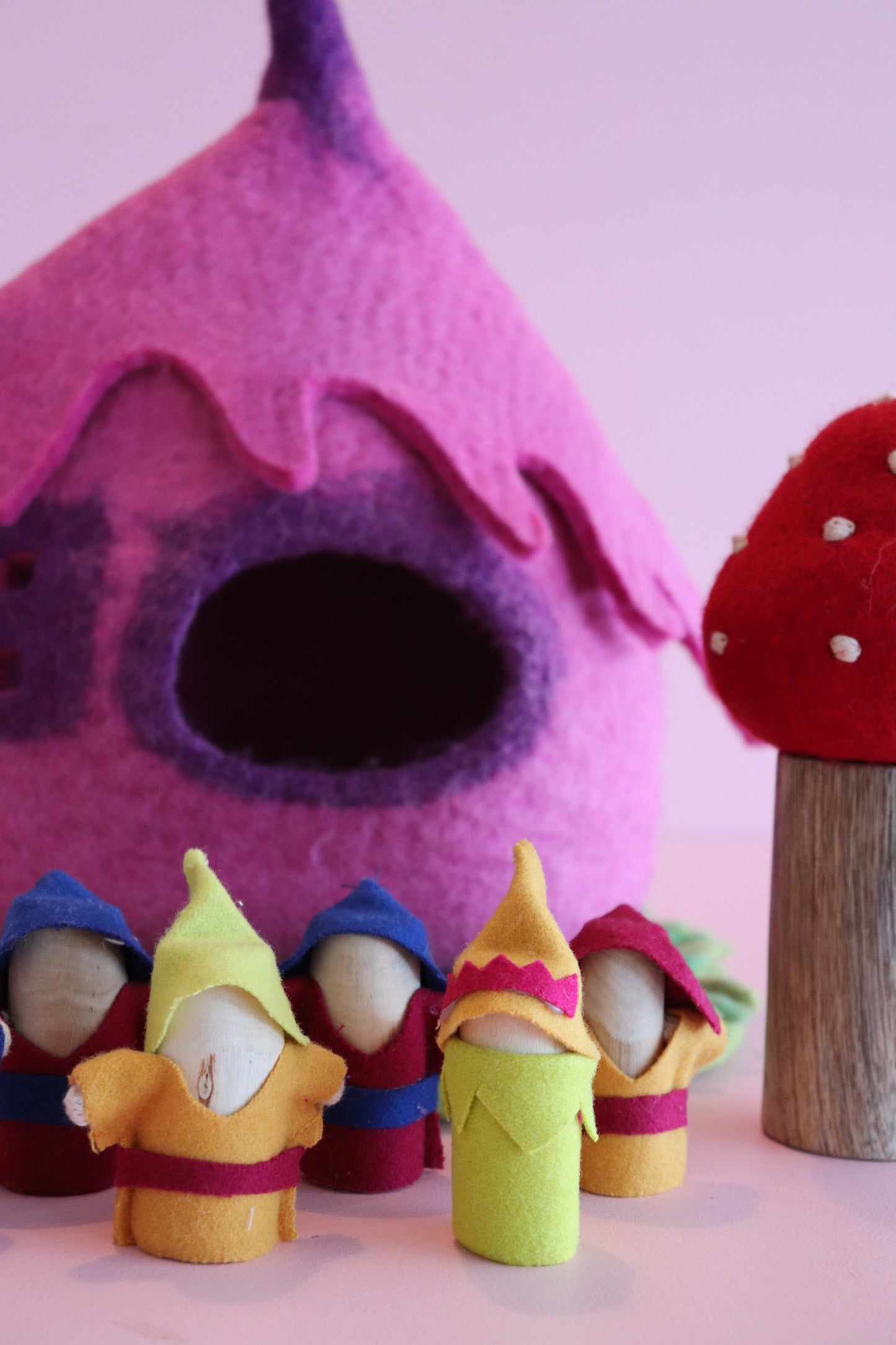 Felt hot pink and purple fairy house
