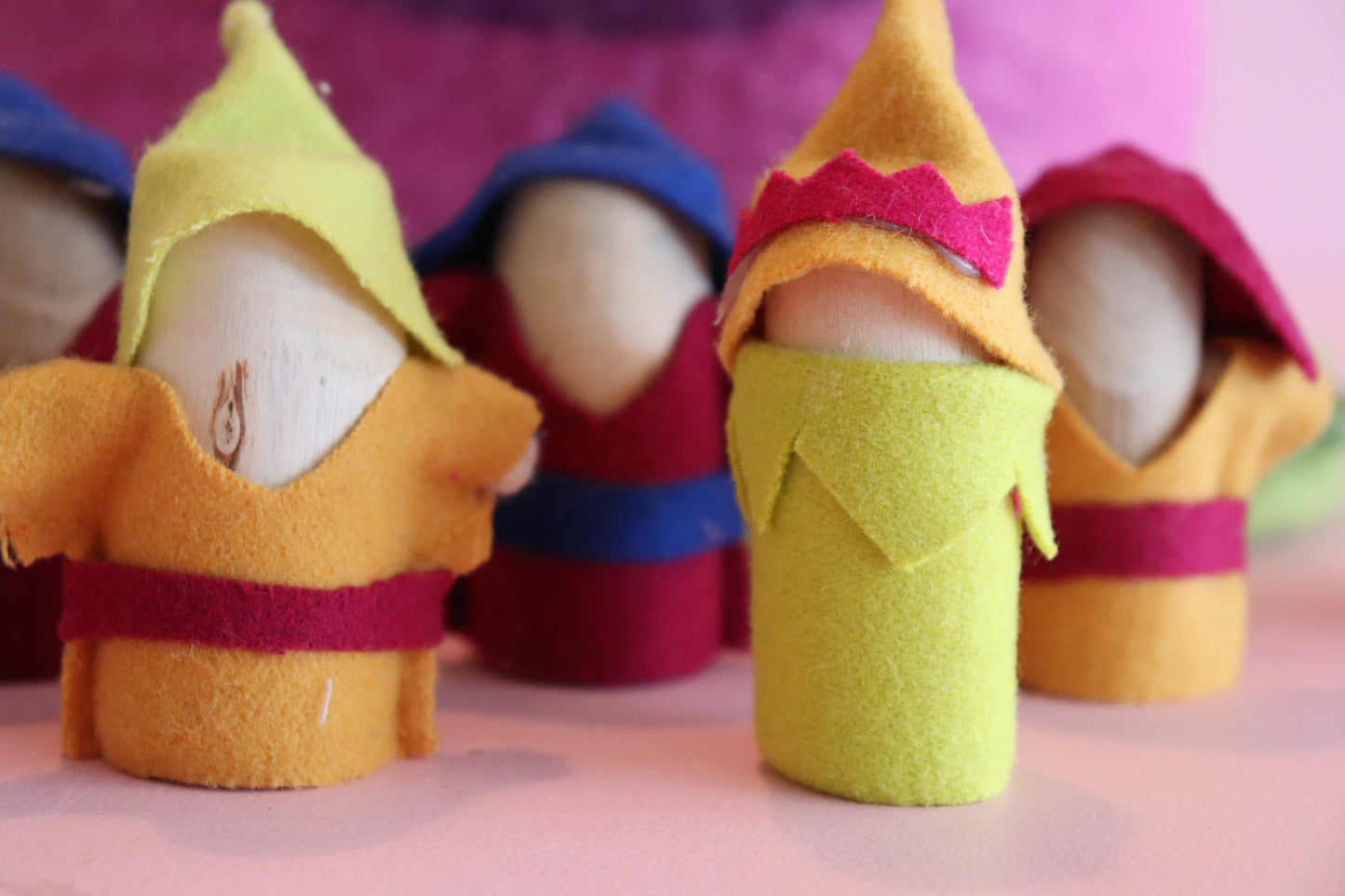 Wooden and felt gnomes