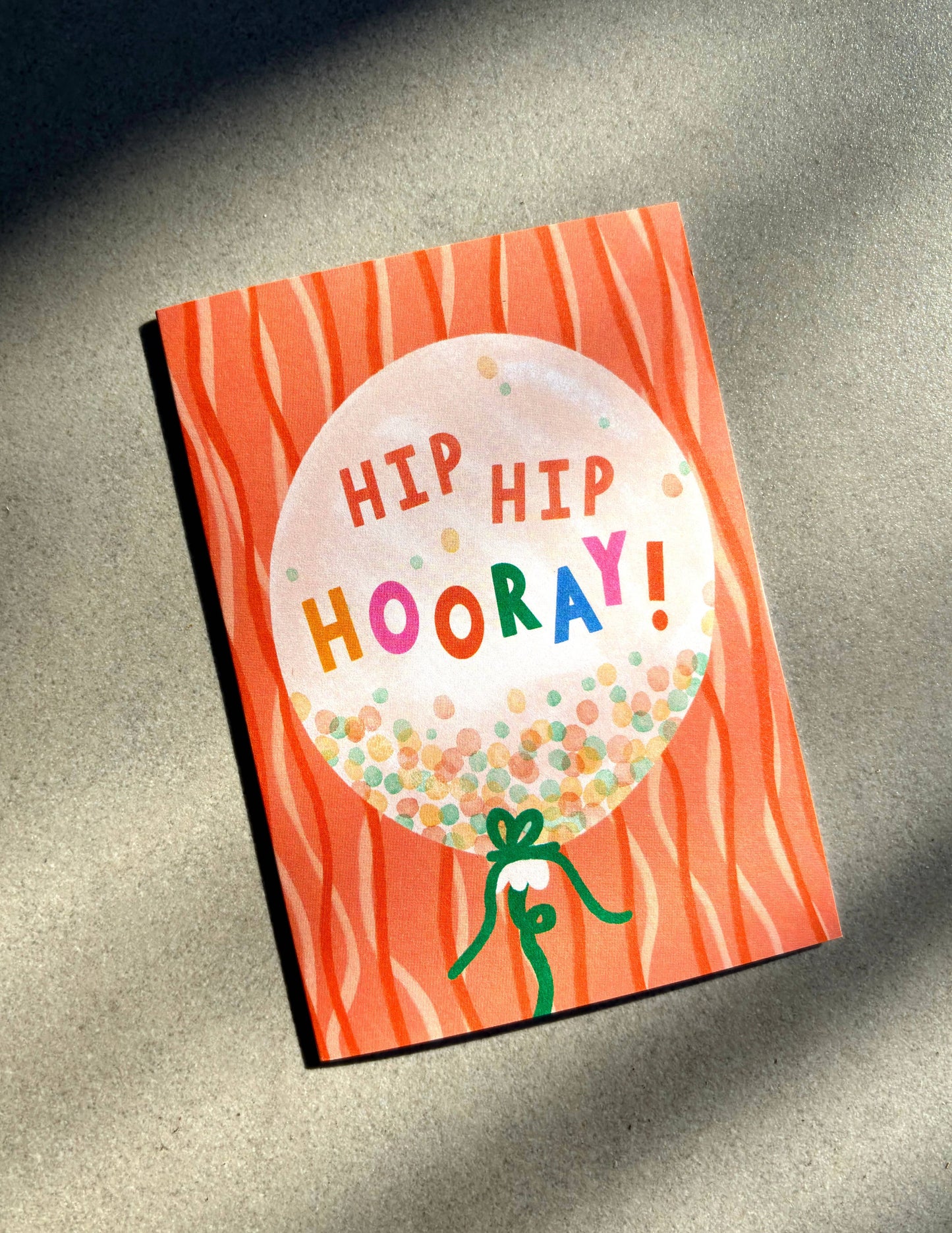 Hip Hip Hooray Birthday Card - Balloon Cute Confetti Bday