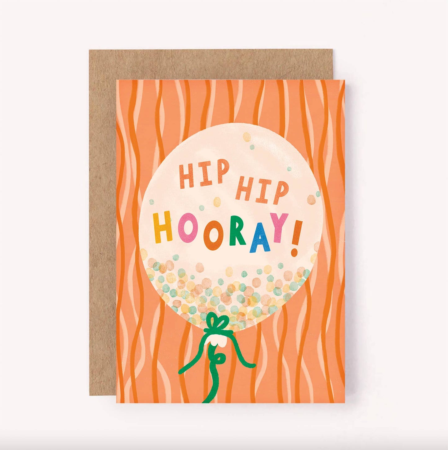 Hip Hip Hooray Birthday Card - Balloon Cute Confetti Bday