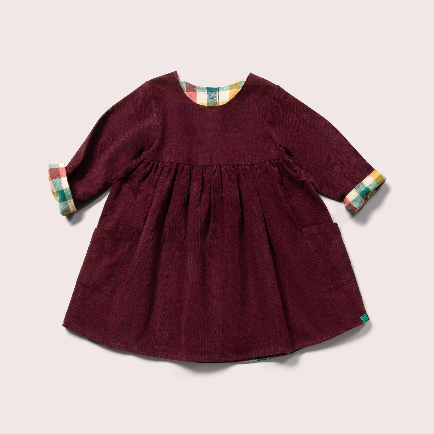 Berry Reversible Corduroy Pocket Dress