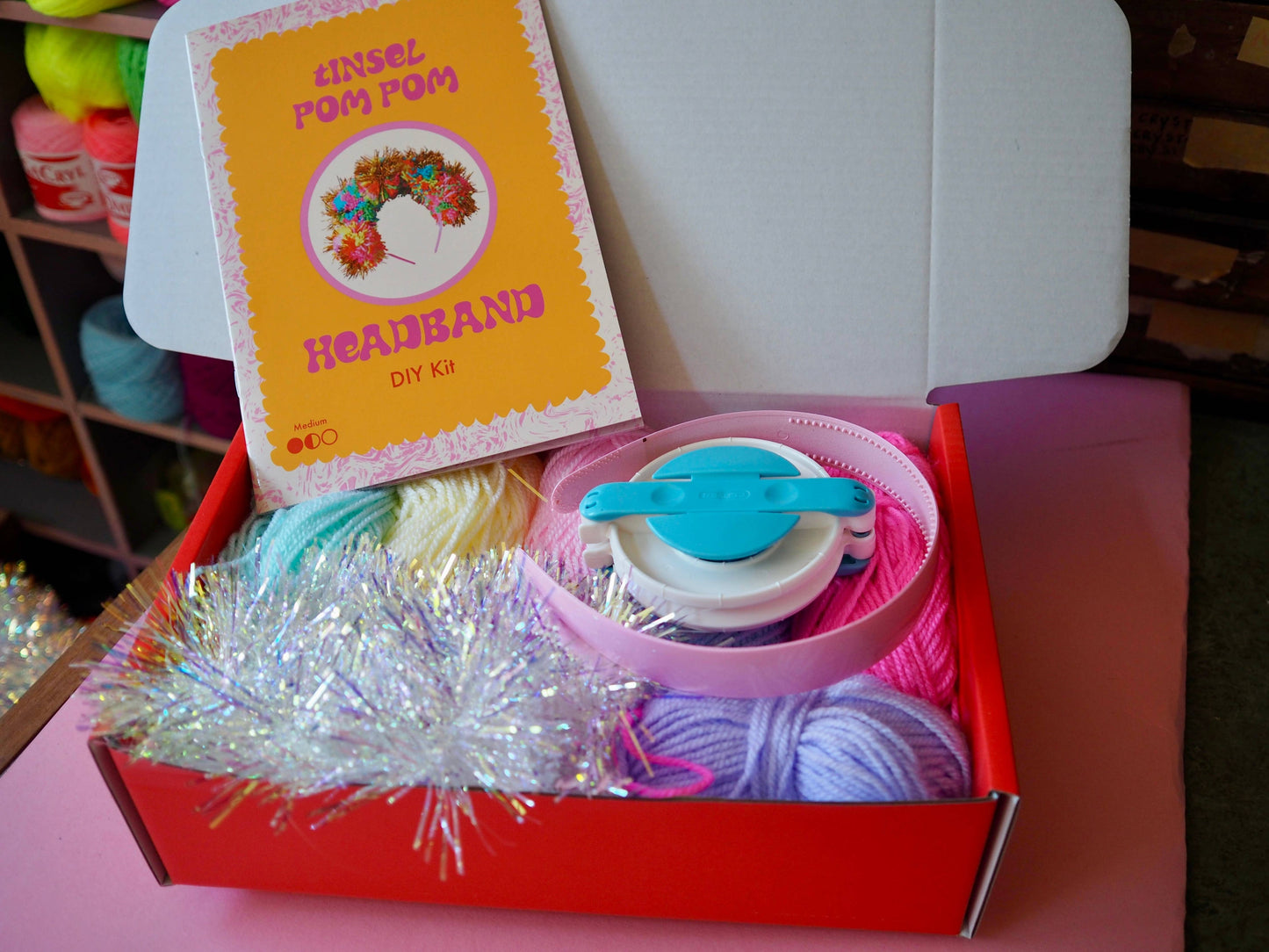 Pastel Iridescent Tinsel Pom Pom Headband Kit