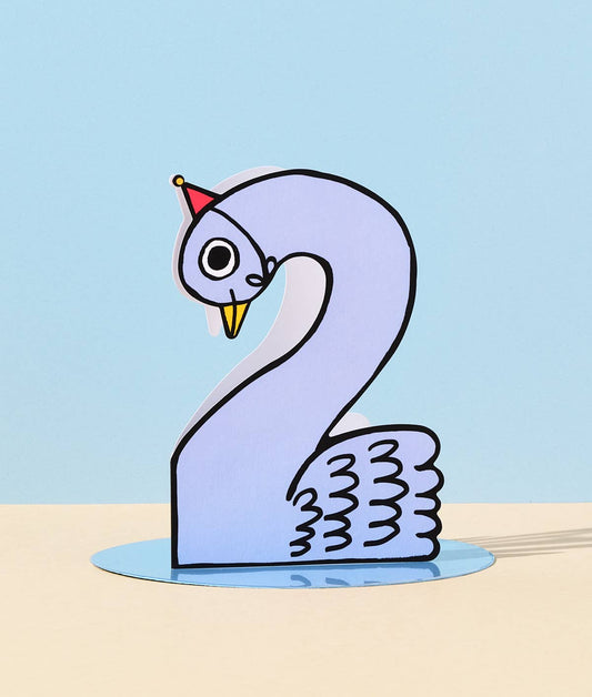 Swan 2nd Birthday Kid's Birthday Number Card
