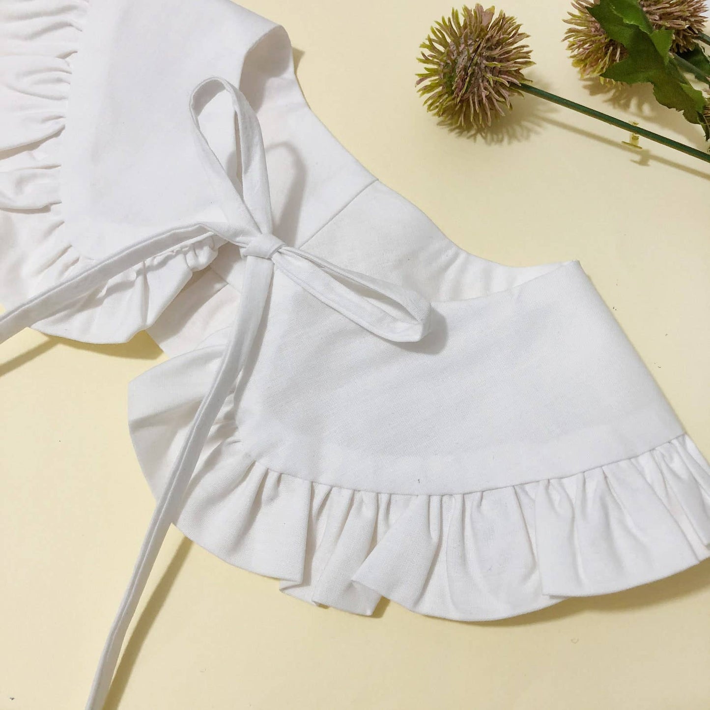 Kids White Cotton Removable Frill collar