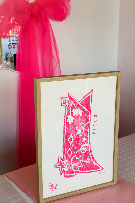 Cowboy and Cowgirl Boot prints - hand printed