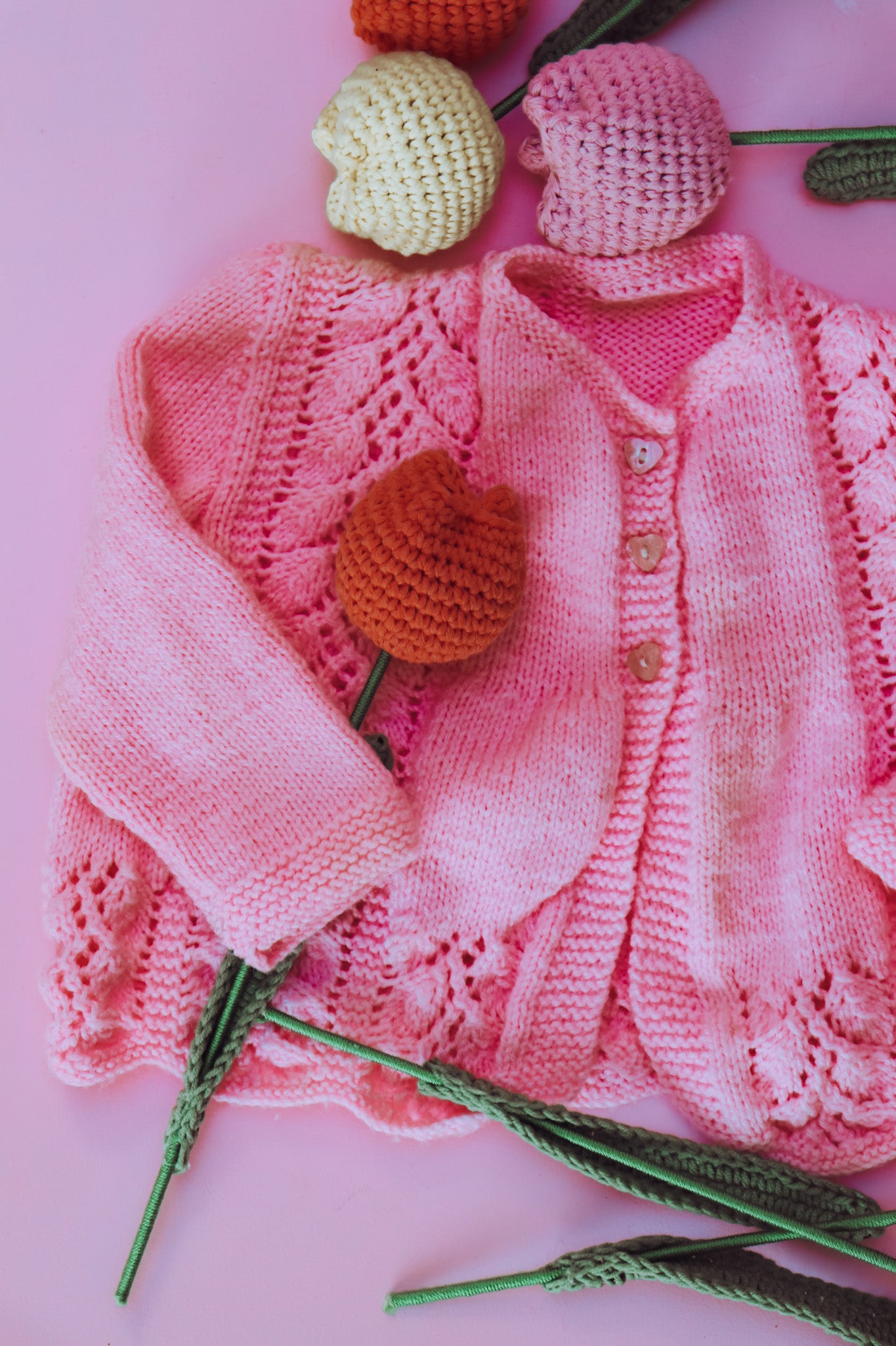 Hand Knitted pink cardi