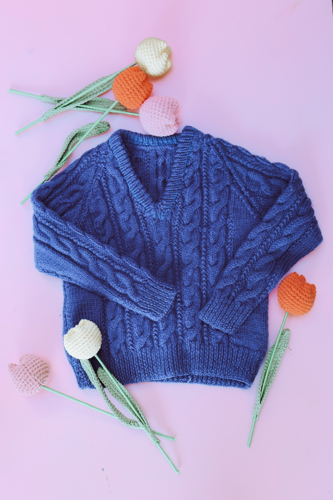 Hand Knitted blue sweater