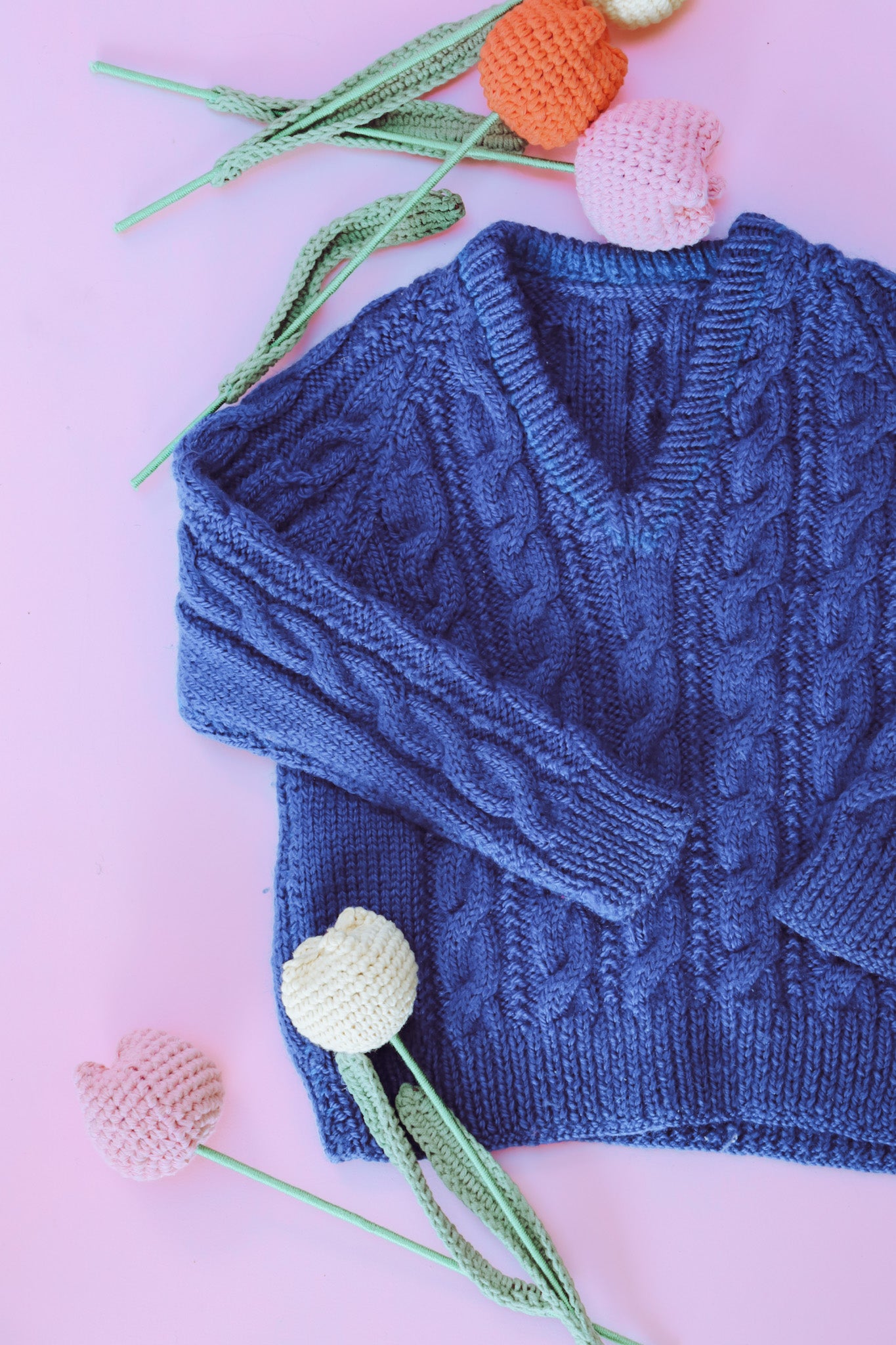 Hand Knitted blue sweater