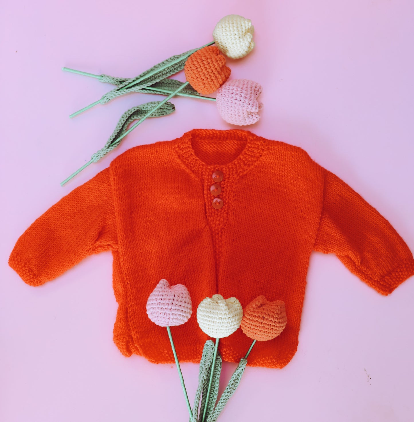 Hand Knitted orange jumper