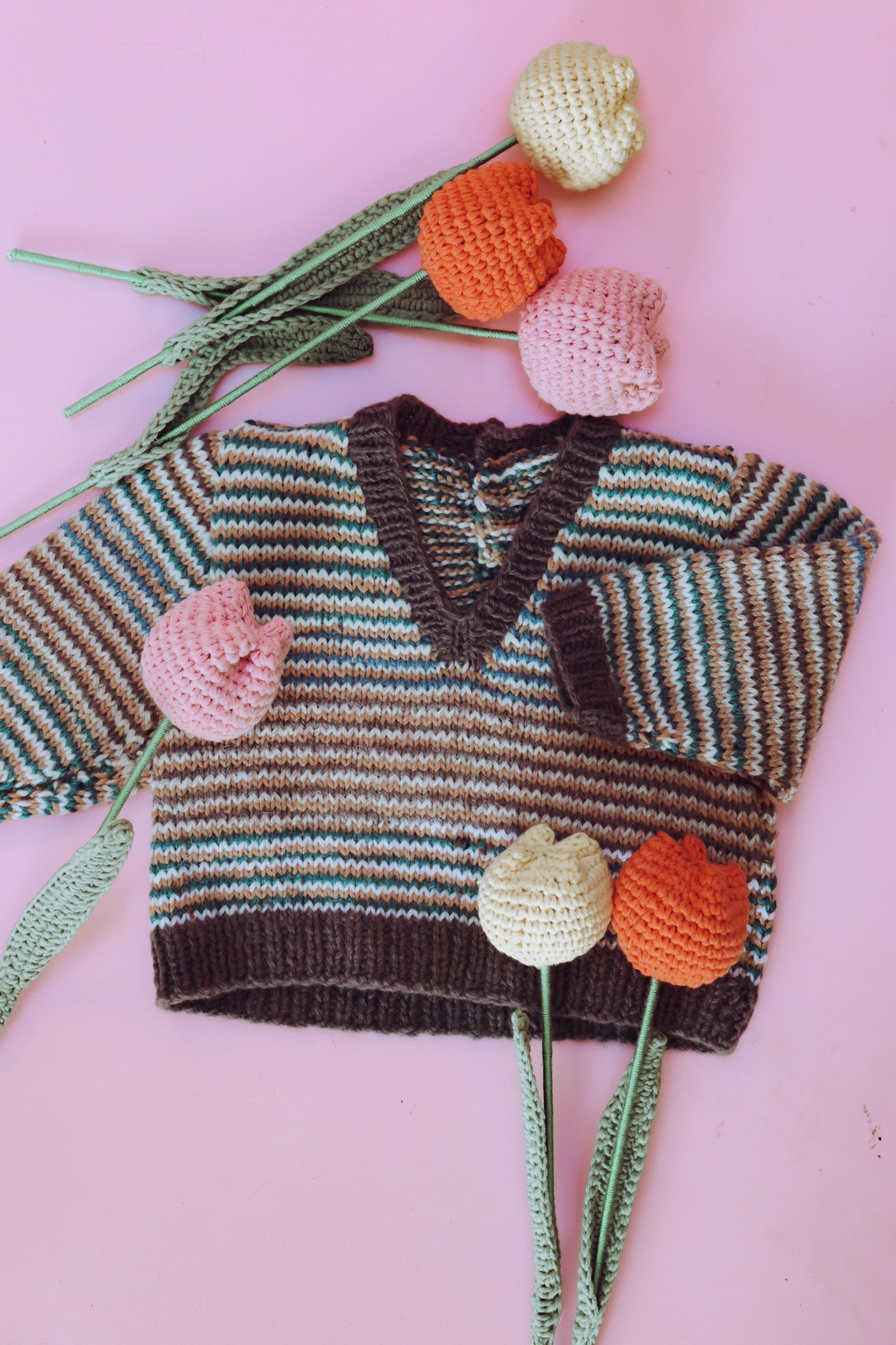 Hand Knitted brown stripe