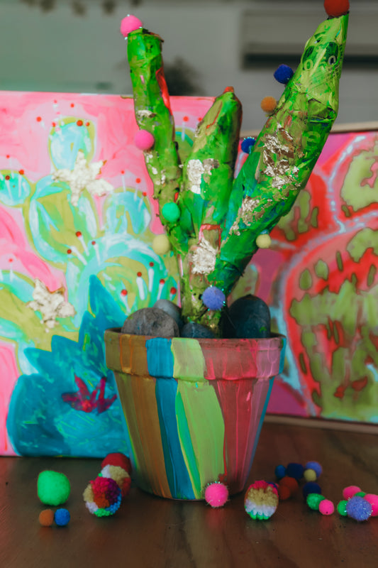 Paper Mache Cactus and Pot