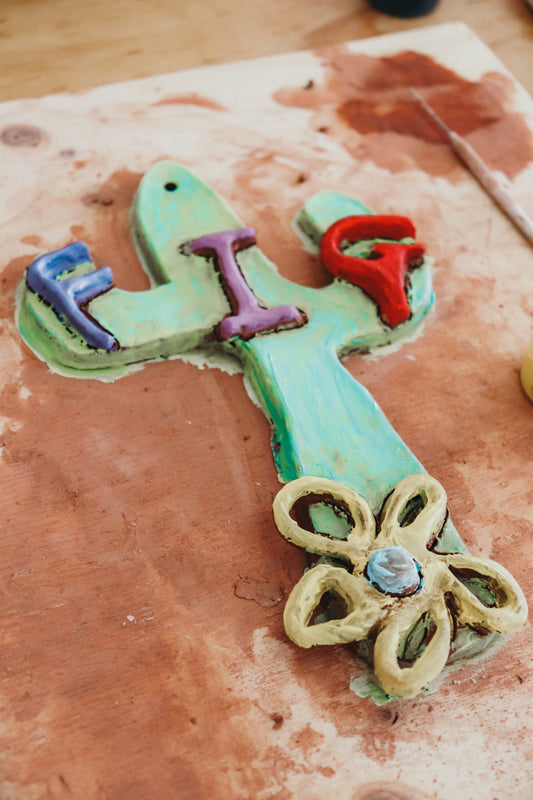 Clay Cactus Wall Hanging