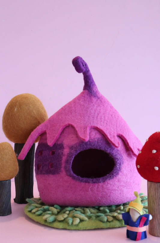 Felt hot pink and purple fairy house