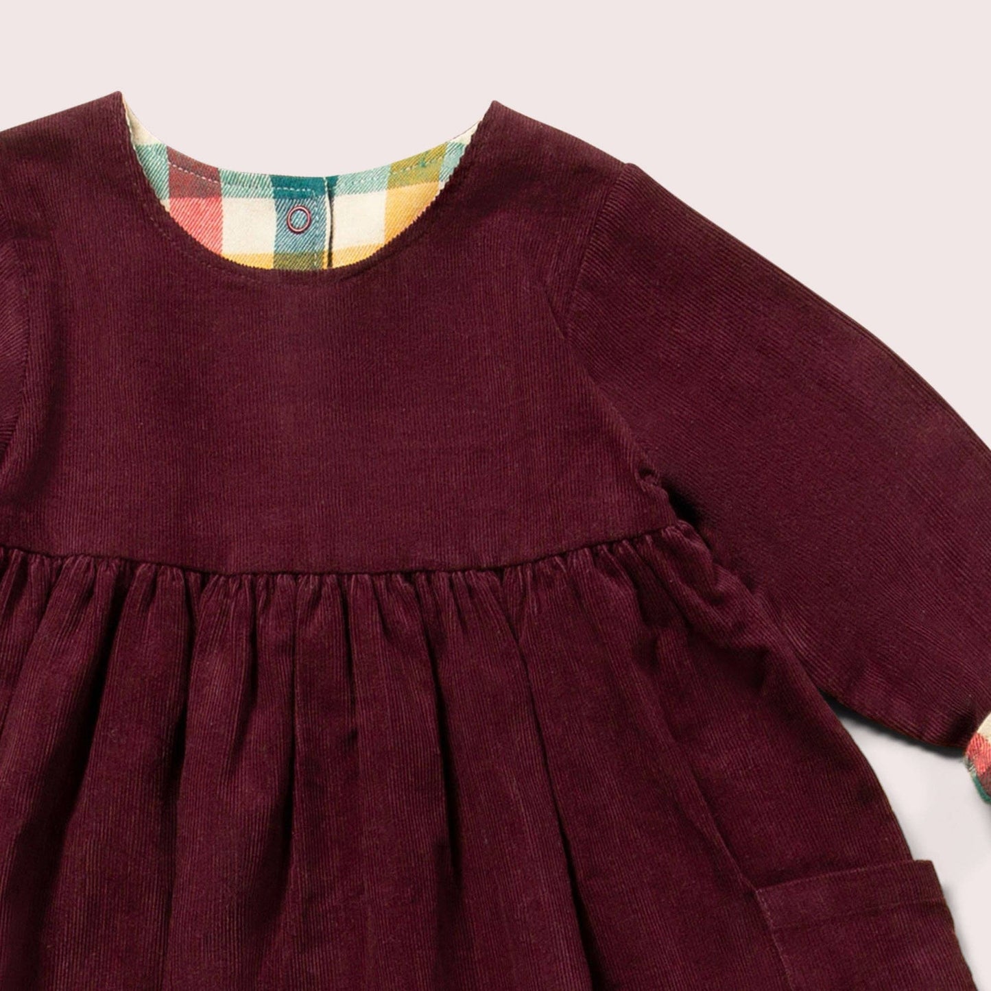 Berry Reversible Corduroy Pocket Dress