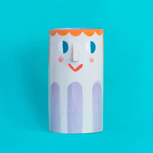 Girl with Purple Stripes / Ceramic Vase