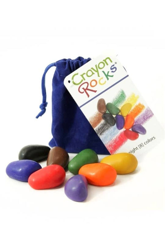 Crayon Rocks! 8 cute crayons in a Blue Velvet Bag